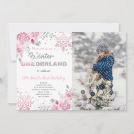 Winter Wonderland Erstes Geburtstag Foto Einladung