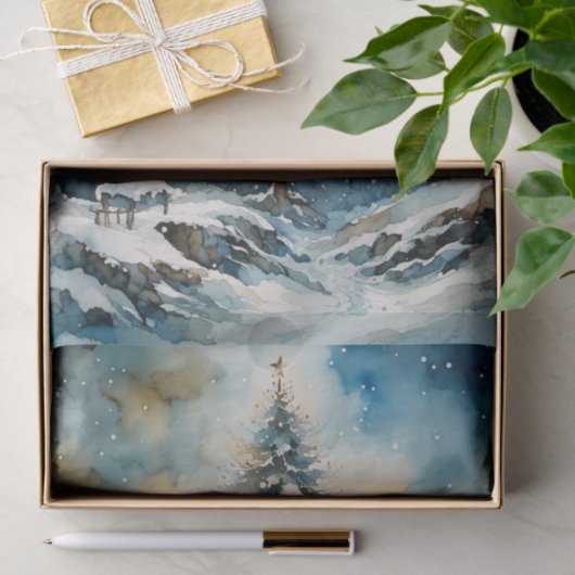 Winter Wonderland Evergreen Tree Decoupage Paper Seidenpapier (Geschenk)