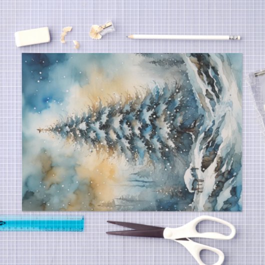 Winter Wonderland Evergreen Tree Decoupage Paper Seidenpapier (Handwerk)