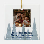Winter Wonderland Family Photo Christmas Keramikornament (Rückseite)
