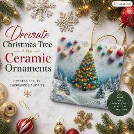 Winter Wonderland Festlicher Baum und Schneeflocke Keramikornament