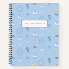 Winter Wonderland Figure Skater Blue Notebook Notizblock