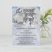 Winter Wonderland Fine Art Rehearsal Dinner Einladung (Stehend Vorderseite)
