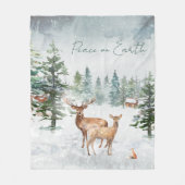 Winter Wonderland Forest Animations Weltfrieden Fleecedecke (Vorderseite)