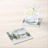 Winter Wonderland Forest Animations Weltfrieden Rechteckiger Pappuntersetzer (Vor Ort)