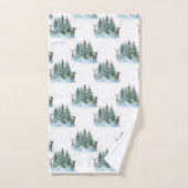 Winter Wonderland Forest Antlers Pine Trees Badhandtuch Set (Handtuch)