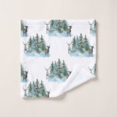Winter Wonderland Forest Antlers Pine Trees Badhandtuch Set (Waschlappen)