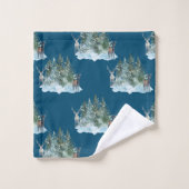Winter Wonderland Forest Antlers Pine Trees Badhandtuch Set (Waschlappen)