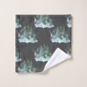 Winter Wonderland Forest Antlers Pine Trees Badhandtuch Set (Waschlappen)