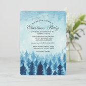 Winter Wonderland Forest Blue Weihnachts-Party Einladung (Stehend Vorderseite)