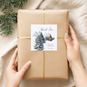 Winter Wonderland Forest Deer Es ist kalt draußen Quadratischer Aufkleber