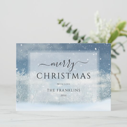 Winter Wonderland Forest Foto Weihnachten (Stehend Vorderseite)