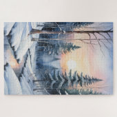 Winter Wonderland Forest Landschaft Puzzle (Horizontal)