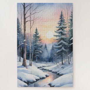 Winter Wonderland Forest Landschaft Puzzle
