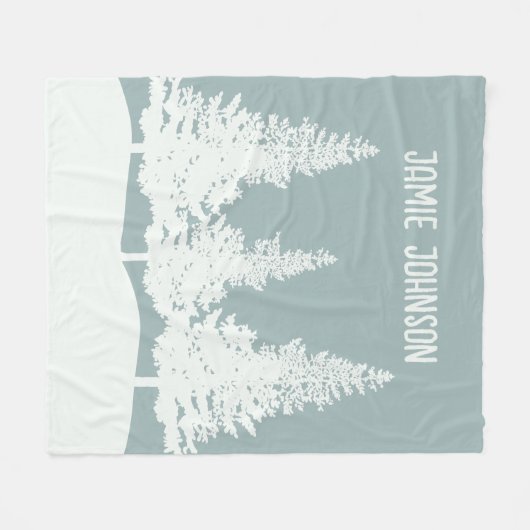 Winter Wonderland Forest Trees Individuelle Name Fleecedecke (Vorderseite (Horizontal))