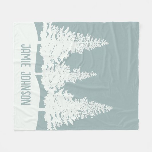 Winter Wonderland Forest Trees Individuelle Name Fleecedecke (Vorderseite (Horizontal))