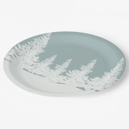 Winter Wonderland Forest Trees Pappteller (Schrägansicht)