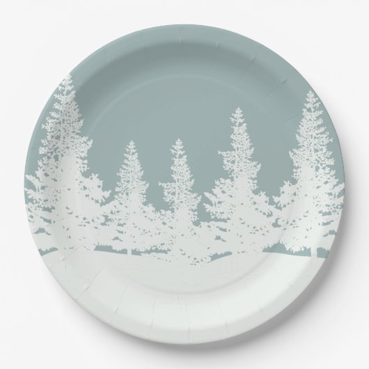 Winter Wonderland Forest Trees Pappteller (Vorderseite)