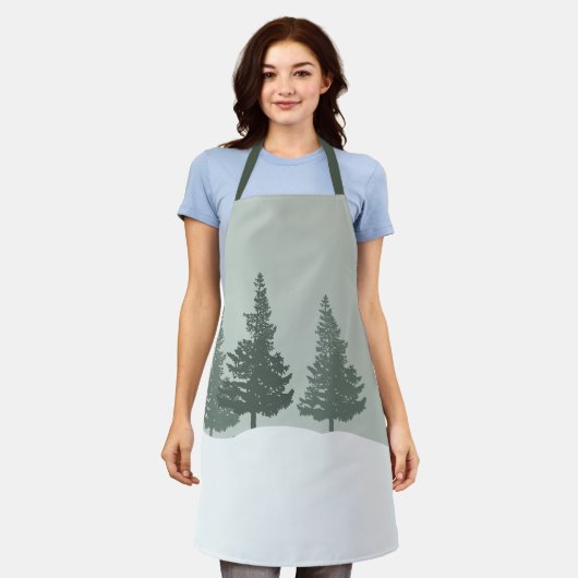 Winter Wonderland Forest Trees Schürze (Getragen)