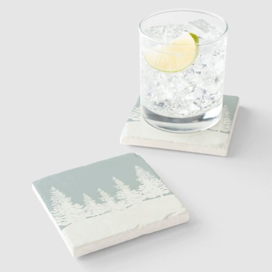 Winter Wonderland Forest Trees Steinuntersetzer (Seitenansicht)