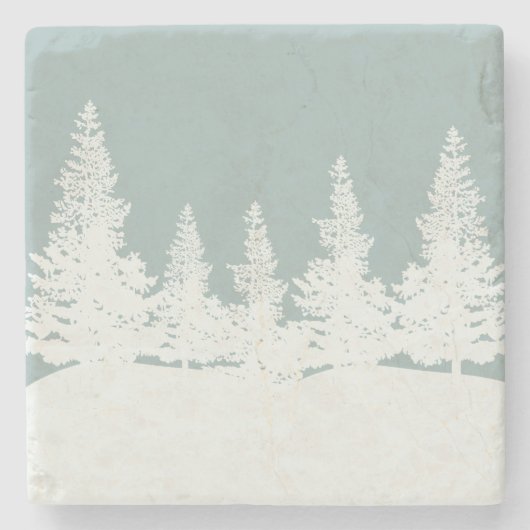 Winter Wonderland Forest Trees Steinuntersetzer (Vorderseite)