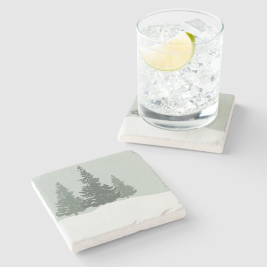 Winter Wonderland Forest Trees Steinuntersetzer (Seitenansicht)