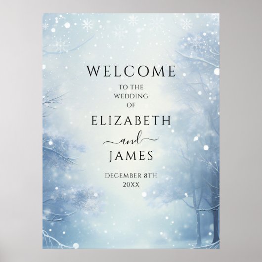 Winter Wonderland Forest Wedding Willkommenszeiche Poster (Vorne)