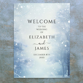 Winter Wonderland Forest Wedding Willkommenszeiche Poster