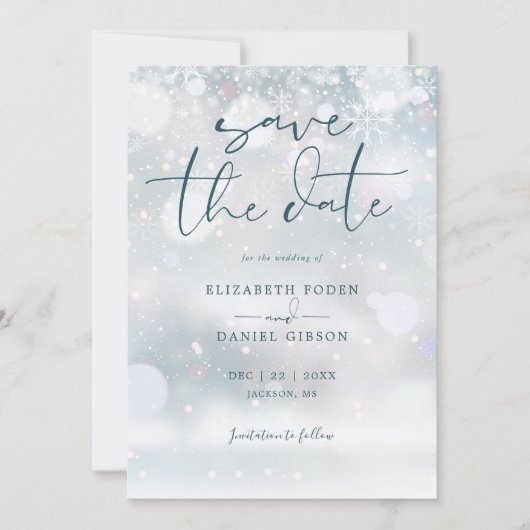 Winter Wonderland Foto Snow Wedding Save The Date (Vorderseite)