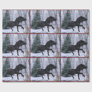 Winter Wonderland Friesen Pferd Geschenkpapier