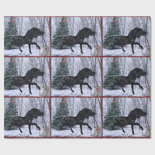 Winter Wonderland Friesen Pferd Geschenkpapier (Flach)