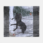 Winter Wonderland Friesian Horse 2 Blanket Fleecedecke (Vorderseite (Horizontal))