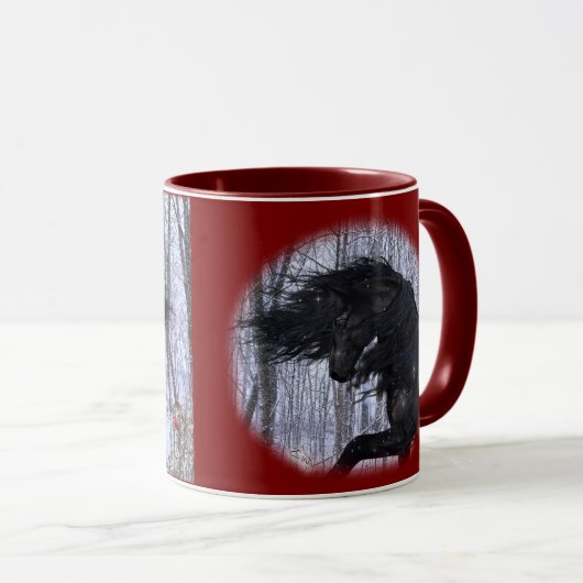 Winter Wonderland Friesian Horse Mug Tasse (VorderseiteRechts)
