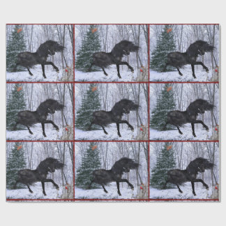 Winter Wonderland Friesian Horse Wrapping Paper Geschenkpapier