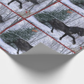 Winter Wonderland Friesian Horse Wrapping Paper Geschenkpapier (Ecke)