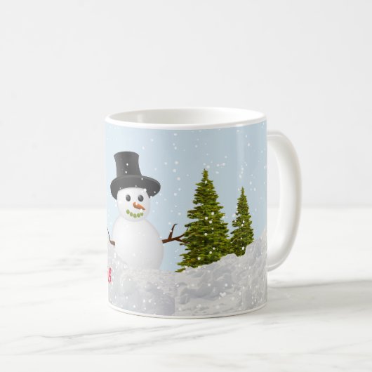 Winter Wonderland Frohe Weihnachtsschneemann Kaffeetasse (VorderseiteRechts)