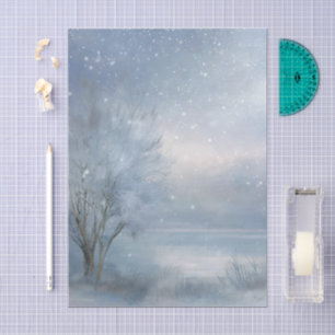 Winter Wonderland Frosted See Schnee Wald Seidenpapier
