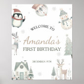 Winter Wonderland Geburtstag Begrüßungszeichen Poster (Vorne)