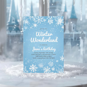 Winter Wonderland Geburtstag Blaue Schneeflocke Einladung