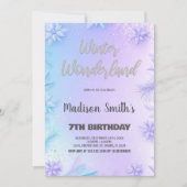 Winter Wonderland Geburtstagseinladungen Lila Einladung (Vorderseite)