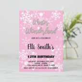 Winter Wonderland Geburtstagseinladungen Silver Pi Einladung (Stehend Vorderseite)