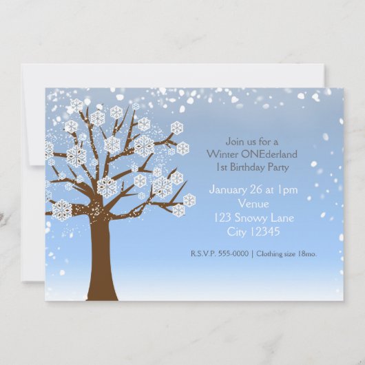Winter Wonderland Geburtstagsparty Einladung (Rückseite)