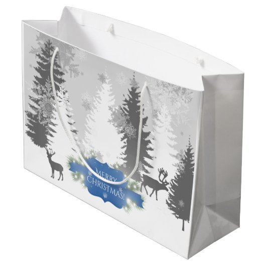 Winter Wonderland Gift Bag - Blau Große Geschenktüte (Rückseite Schrägansicht)