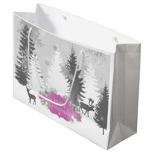 Winter Wonderland Gift Bag - Magenta Große Geschenktüte (Vorderseite Schrägansicht)