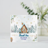 Winter wonderland Gingerbread Baby Shower Dankeskarte (Stehend Vorderseite)