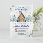 Winter wonderland Gingerbread Baby Shower Einladung (Stehend Vorderseite)