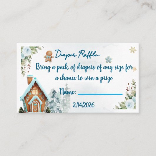 Winter wonderland Gingerbread diaper raffle card Begleitkarte (Vorderseite)