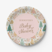 Winter Wonderland Girl Baby Dusche Begrüßungszeich Pappteller (Vorderseite)