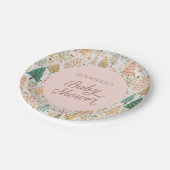 Winter Wonderland Girl Baby Dusche Begrüßungszeich Pappteller (Schrägansicht)