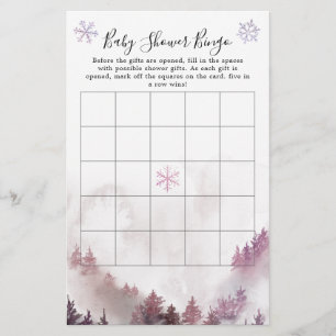 Winter Wonderland Girl Baby Dusche Bingo Spiel
